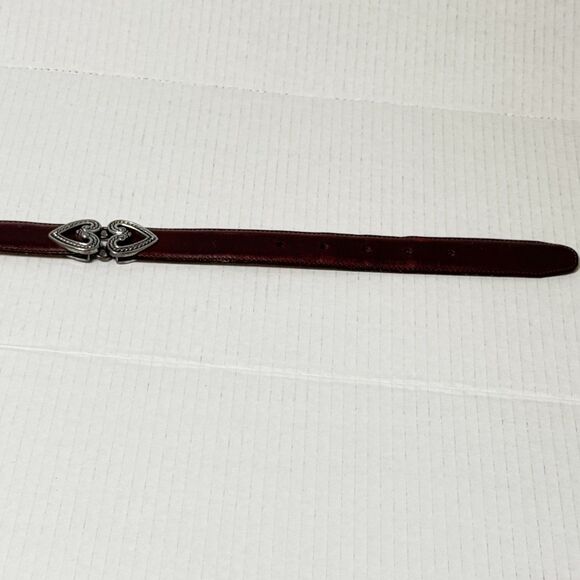 Vtg Brighton Sz L Brown Leather Belt 40409 Heart Links Silvertone Womens Western main image 6